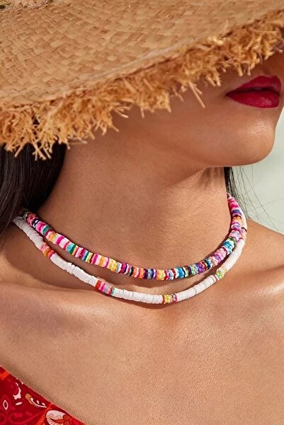 ESUSO 2 قطعة من خرز الفينيل الأفريقي Heishi للسيدات قلادة فيمو من الحجر الطبيعي