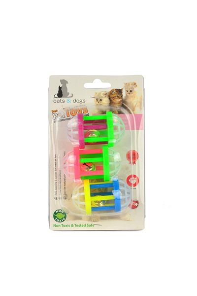 Flip Zm4-4325 Cat Play Ball Ellipse Bell 3-Piece Cat Toy
