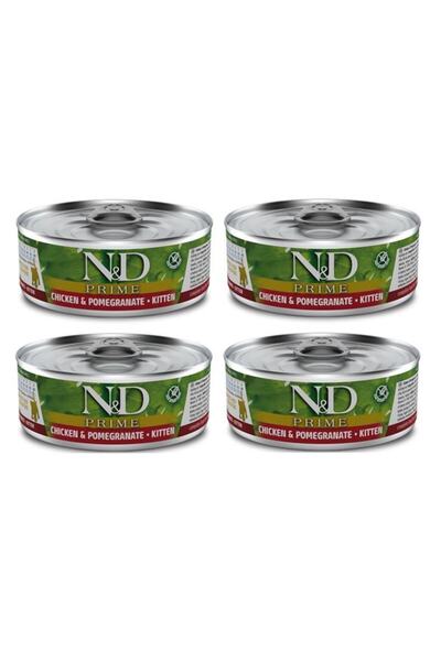 N&D Prime Kitten 4 Adet Tavuk Etli Narlı Yavru Yaş Mama 80 Gr