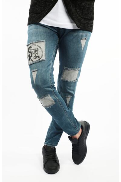 Factor بنطال جينز رجالي ذو قصة ضيقة من Deep Berk ذو قصة ضيقة F81006