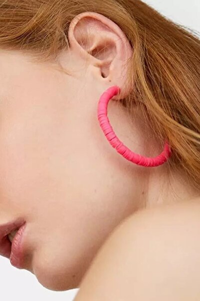 ESUSO حلق نسائي من الخرز الدائري فيمو باللون الوردي