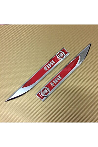 KSF Fıat Kırmızı Metal Çamurluk Logo Amblem Paslanmaz Çelik