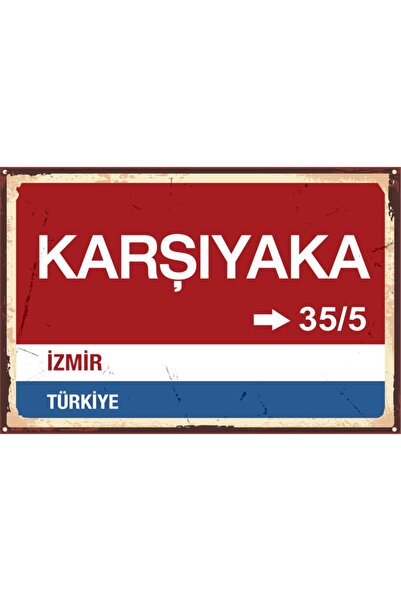 MaviEv Karşıyaka Retro Vintage Ahşap Poster