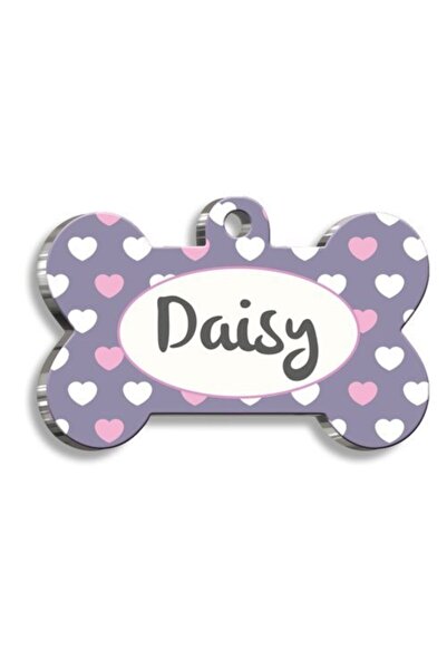 Pet Tag Art علامة قلب للقطط والكلاب باللون الوردي الأرجواني مقاس كبير جدًا 3....