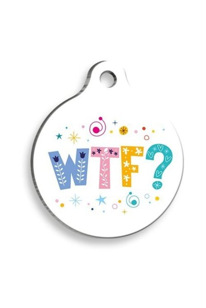 Pet Tag Art Wtf?Round Shaped Cat And Dog Tag Xlarge 3.3 X 5 Cm