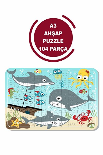 Baskı Atölyesi أحجية خشبية مكونة من 104 قطعة من Sea Creatures A3