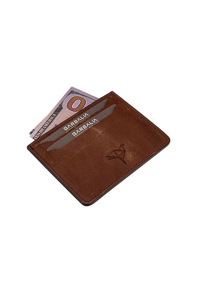 Garbalia Χειροποίητη δερμάτινη μίνι Unisex Καφέ Κάρτα