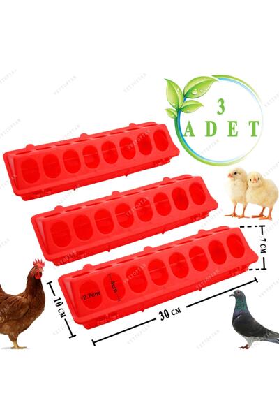 Eastland Civciv Bıldırcın Yemlik Keklik Tavuk Yemliği 30 Cm 3 Adet Plastik Sü...