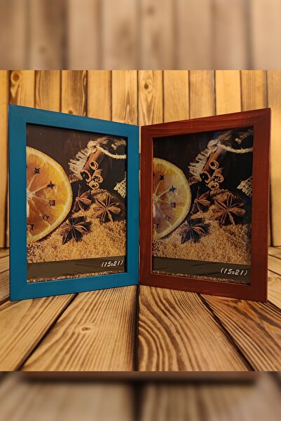 imzDepo Taraftar Bordo Mavi Ahşap Çerçeve Ikili 15x21 Cm
