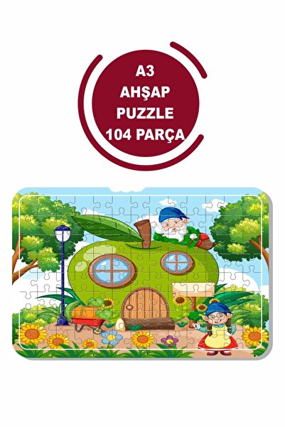 Baskı Atölyesi لغز التفاح الأخضر والأقزام مقاس A3 مكون من 104 قطعة
