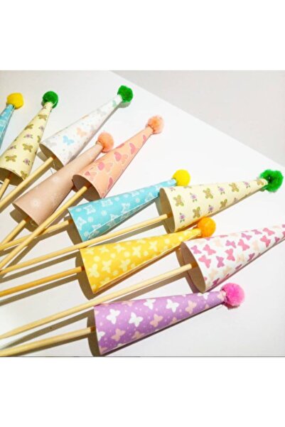 Genel Markalar 12 Adet Kelebek Temalı Mini Şapka Cupcake Çubuğu