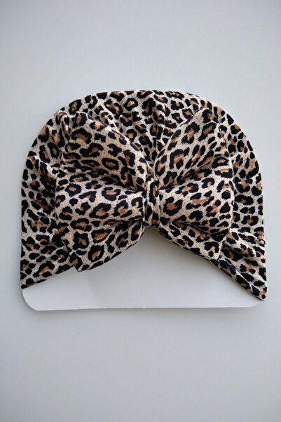 Bebek Exclusive Kız Bebek kahverengi Leoparlı Bonesi