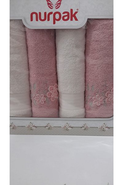 Nurpak Σετ πετσετών από βαμβάκι Cream Dusty Rose 2 τεμαχίων