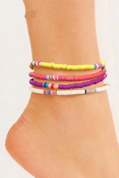 ESUSO خلخال سلسلة فيمو ملونة للنساء 4 قطع