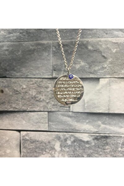 Kehribar gümüş Kadın Gümüş Nazarlık Ayetel Kürsi Plaka Kolye