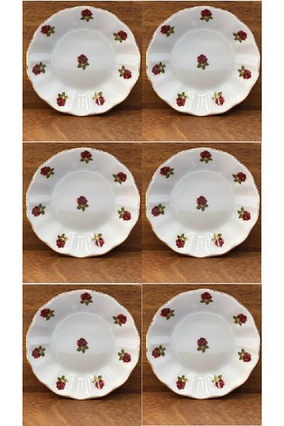 Porland Porcelain Tea Plate Red Rose 6-Pack