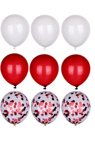 Happyland Valentine's Day 25 Piece Confetti Romantic Matte Balloon Harness Red-white-transparent