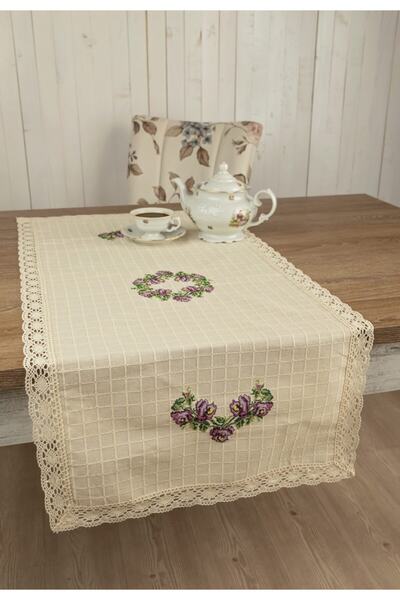 Efesan Kanaviçe Işlemeli Buldan Bezi Runner (lila)