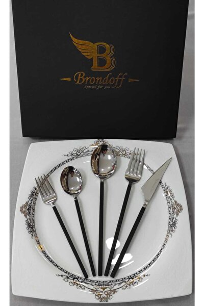 BRONDOFF 30 Parça Siyah Çelik Çatal Kaşık Bıçak Seti Cmdbrndffsyhç30