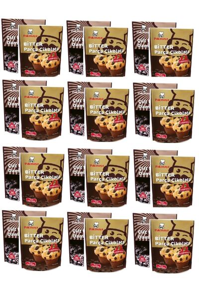 Pakmaya Çift Renkli Damla Çikolata 70 Gr X 12 Adet & Bitter Parça Çikolata 70...
