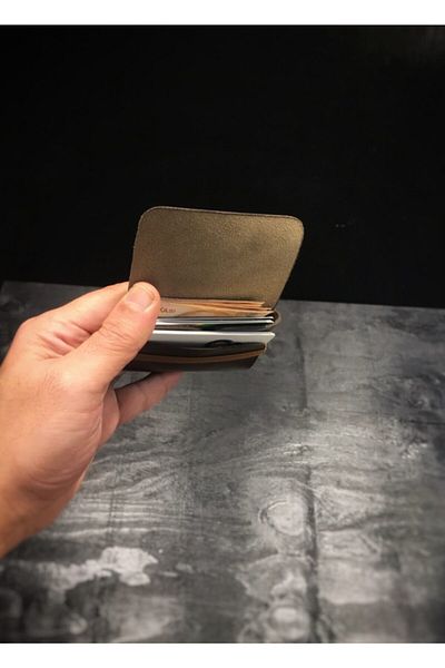 Niki Leather Кафяв кожен унисекс картодържател за портфейл