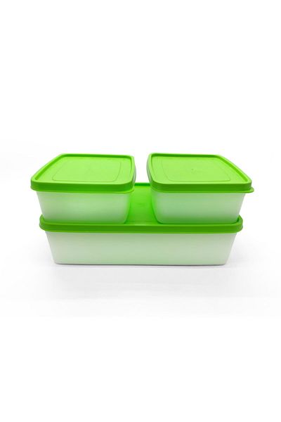 Melkan Home Set of 3 Green Color (2l + 2x 0.65l) Deep Freezer Storage Container