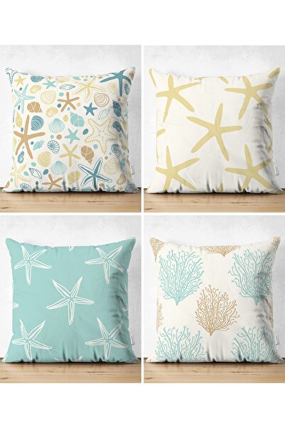 Realhomes طقم غطاء وسادة من جلد الغزال الحديث مطبوع رقميًا على شكل نجمة البحر...