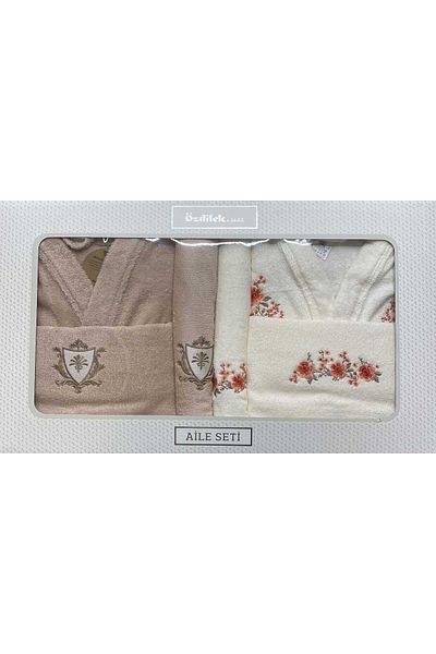 Özdilek Unisex Cream Beige Cheerful Family Σετ μπουρνούζι 6363