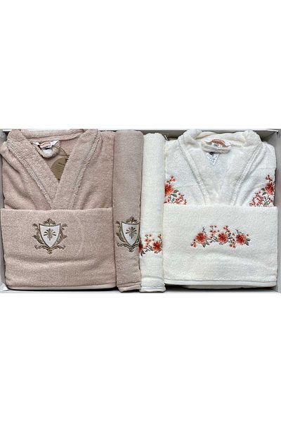 Özdilek Unisex Cream Beige Cheerful Family Σετ μπουρνούζι 6363