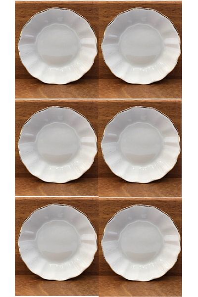 Porland 6-Piece Porcelain Mother of Pearl Tea Plate