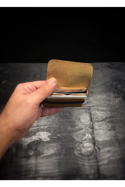 Niki Leather Унисекс кожен портфейл Star Camel, държач за карти