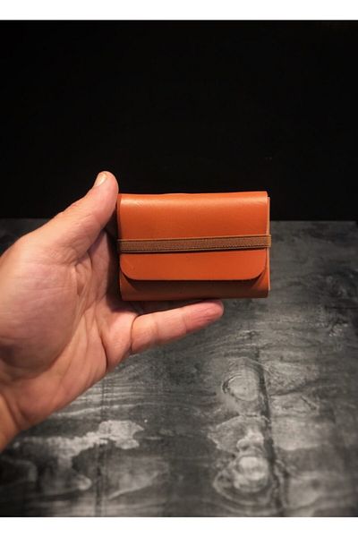 Niki Leather Унисекс кафяв кожен портфейл със звезда, държач за карти