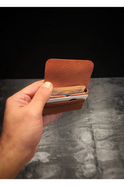 Niki Leather Унисекс кафяв кожен портфейл със звезда, държач за карти