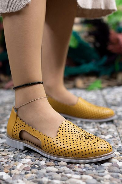 Riccon Pantofi casual muștar de damă 0012503