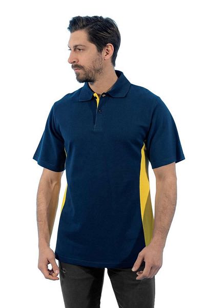 Şensel Men's Yellow Navy Collar Cotton T-shirt 136e2769