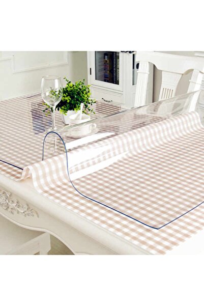 NetBazaars 80cmx130cm Şeffaf Pvc 1,7 Mm Masa Örtüsü Koruyucu Kaymaz Kaydırmaz Yemek Masası Xömbx5