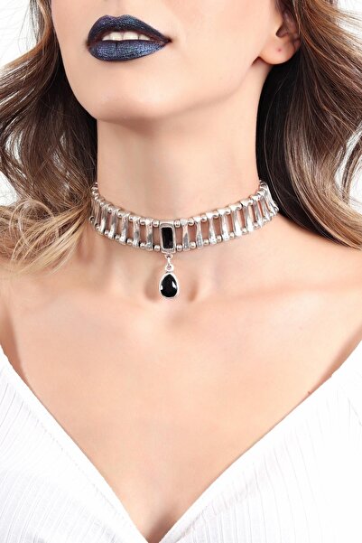 LABALABA Kadın Antik Gümüş Kaplama Tasarım Choker