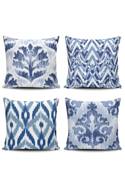 Alkan Homes غطاء وسادة رمي مزخرف حديث مكون من 4 قطع من Ikat