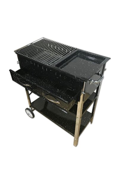 GÖKTAŞ Emaye Içi Döküm Bahçe Mangal Tekerlekli 60x35 Cm