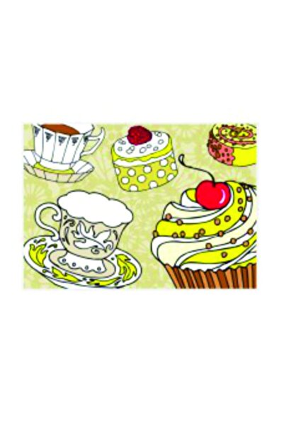 Byken خدمة أمريكية منقوشة على شكل كب كيك أصفر. مقاس 42.5 × 30.5 سم