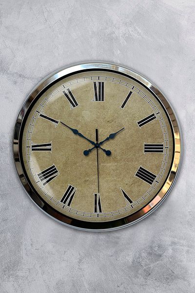 Kasva Concept Δώρο 40 εκ. Χρώμιο Μεταλλικό Αντίκα Ρολόι τοίχου
