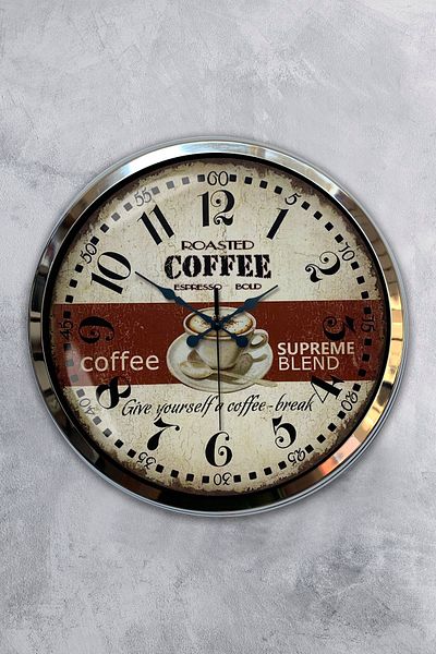 Kasva Concept Gift 40 cm Chrome Metal Espresso Wall Clock