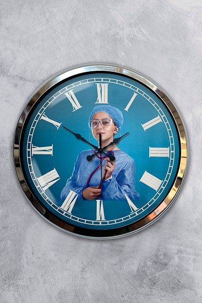 Kasva Concept Gift 40 cm Chrome Metal Nurse Wall Clock