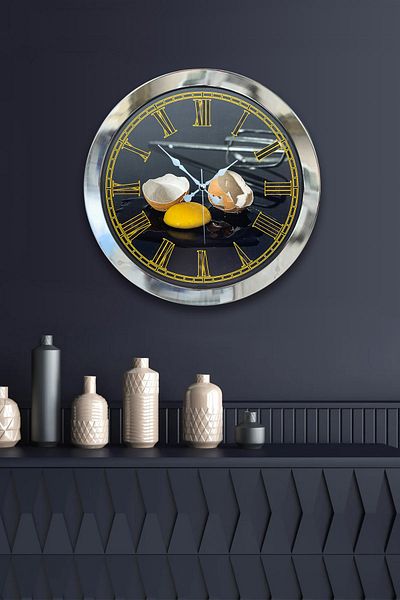 Kasva Concept Gift 36 cm Chrome Metal Kitchen Wall Clock