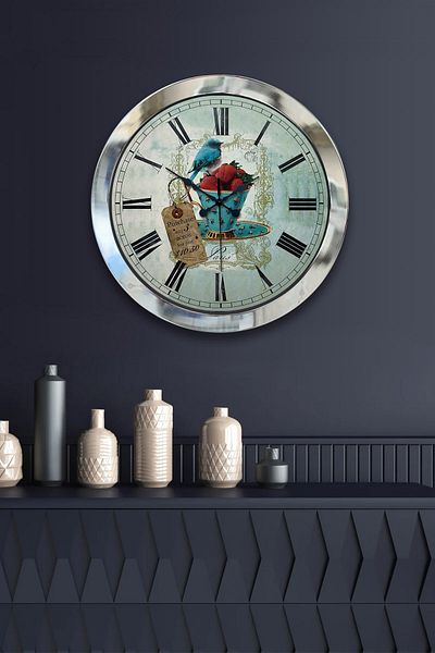Kasva Concept Gift 36 cm Chrome Metal Kitchen Wall Clock