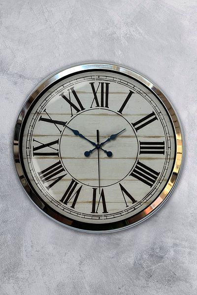 Kasva Concept 40 cm Chrome Metal Roman Numeral Wall Clock