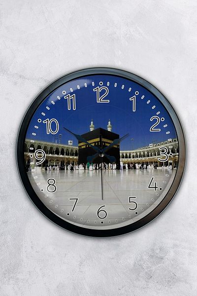 Kasva Concept Gift 40 cm Black Metal Kaaba Wall Clock