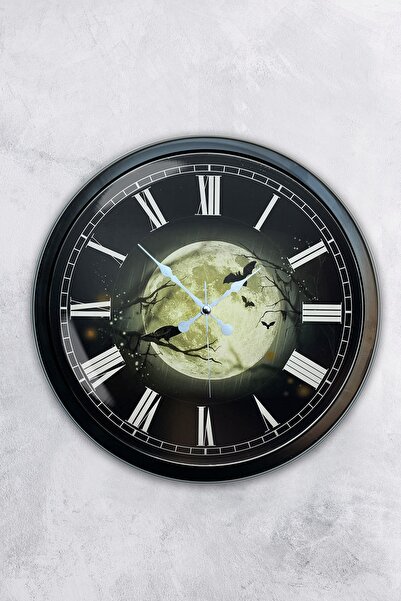 AİB STORE هدية ساعة حائط معدنية سوداء اللون مقاس 40 سم