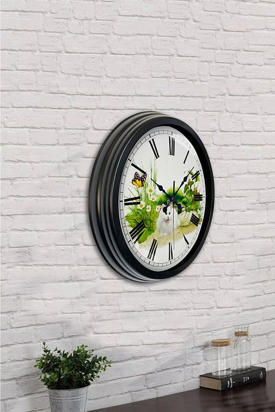 Kasva Concept Gift 40 cm Black Metal Natural Life Wall Clock