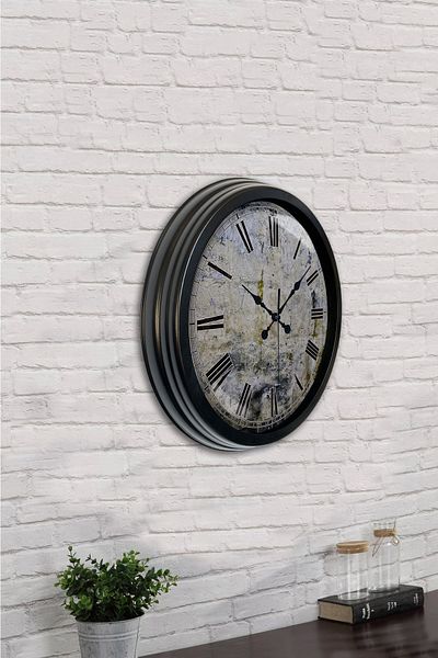 Kasva Concept Δώρο 40 εκ. Μαύρο Μεταλλικό Διακοσμητικό Ρολόι Τοίχου